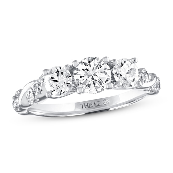 Previously Owned THE LEO Diamond Three-Stone Engagement Ring 1-1/8 ct tw Round-cut 14K White Gold Size 7