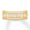 Thumbnail Image 4 of Previously Owned THE LEO Diamond Men's Wedding Band 5/8 ct tw Round 14K Yellow Gold