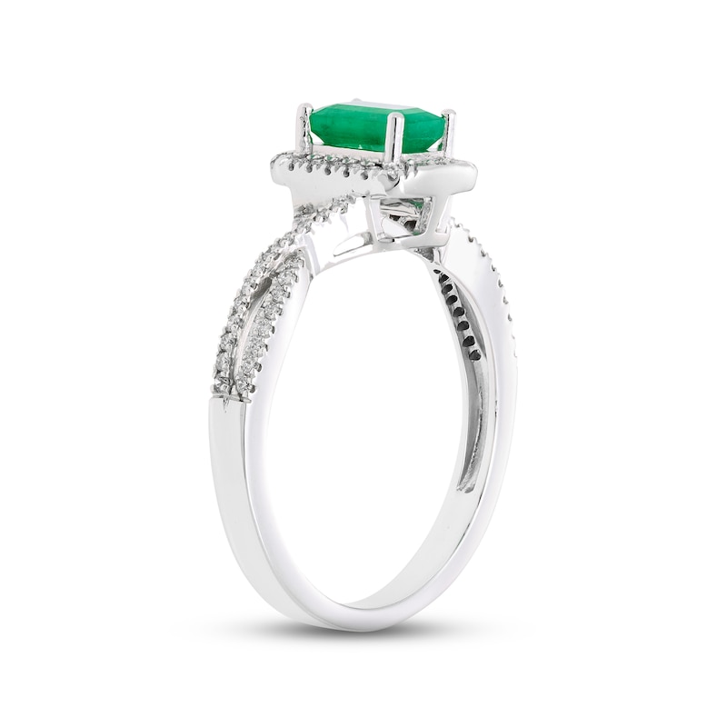 Main Image 2 of Previously Owned Emerald & Diamond Ring 1/6 ct tw 10K White Gold