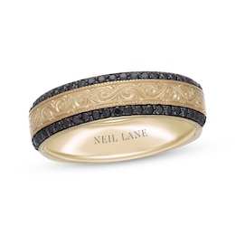 Previously Owned Neil Lane Men's Black Diamond Wedding Band 1/2 ct tw Round-Cut 14K Yellow Gold