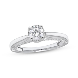 Previously Owned Diamond Solitaire Engagement Ring 1 ct tw Round-cut 10K White Gold (J/I3)