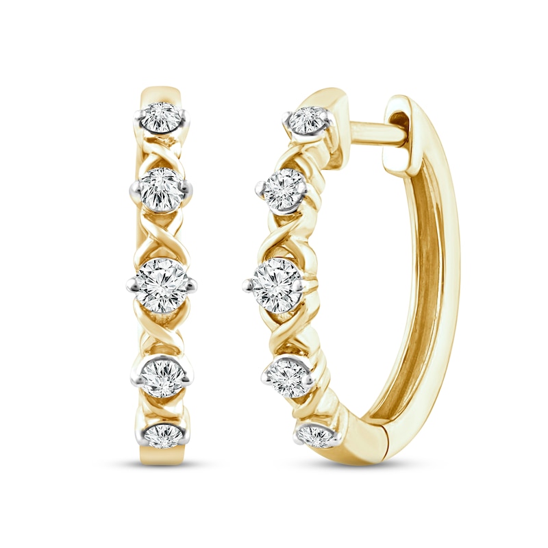 Previously Owned XO from KAY Diamond Hoop Earrings 1/4 ct tw Round-cut ...