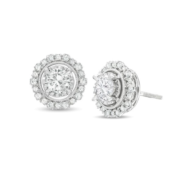 Previously Owned Diamond Stud Earrings 1 ct tw Round-cut 10K White Gold (J/I3)