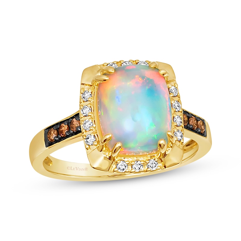 Previously Owned Le Vian Cushion-Cut Opal Ring 1/5 ct tw Diamonds 14K Honey Gold