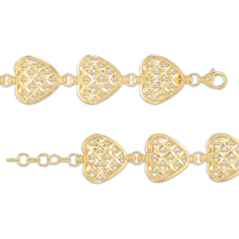 Cordelia 14k Gold Charm Bracelet, Classic Gold Hearts Charm Bracelet