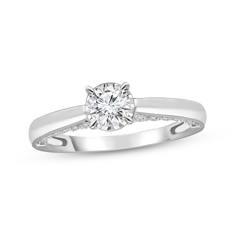 Main Image 1 of Previously Owned Diamond Engagement Ring 1 ct tw 10K White Gold (J/I3)