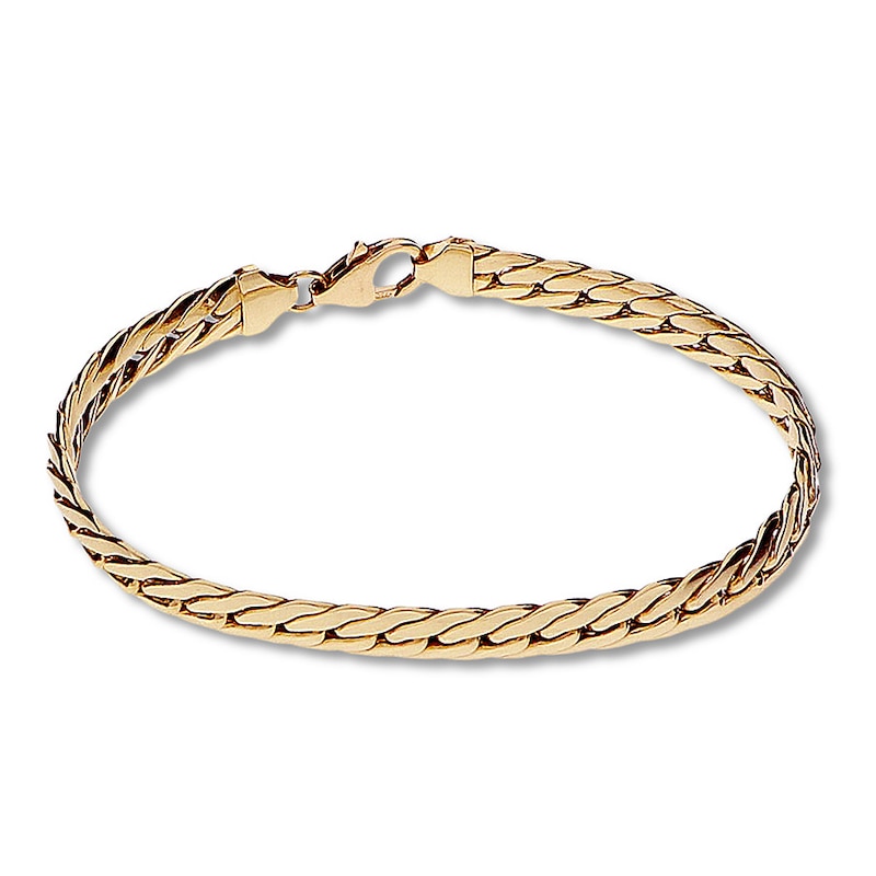 Main Image 1 of Previously Owned Hollow Herringbone Chain Bracelet 14K Yellow Gold 7.5&quot;