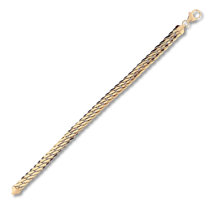 Main Image 2 of Previously Owned Hollow Herringbone Chain Bracelet 14K Yellow Gold 7.5&quot;