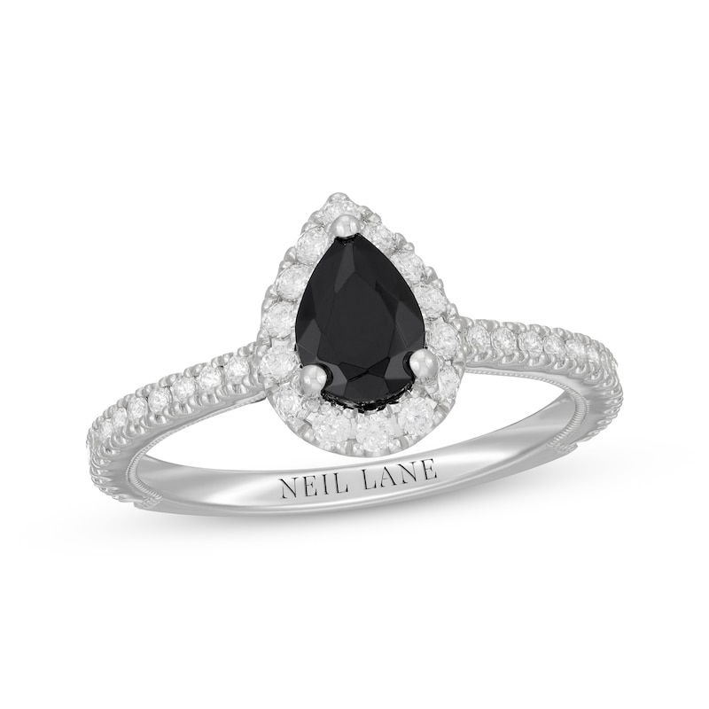 Previously Owned Neil Lane Pear-Shaped Black & White Diamond Engagement Ring 1-1/8 ct tw 14K White Gold