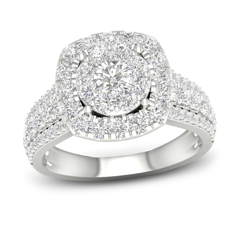 Main Image 1 of Previously Owned Multi-Diamond Engagement Ring 2 ct tw Round-cut 18K White Gold