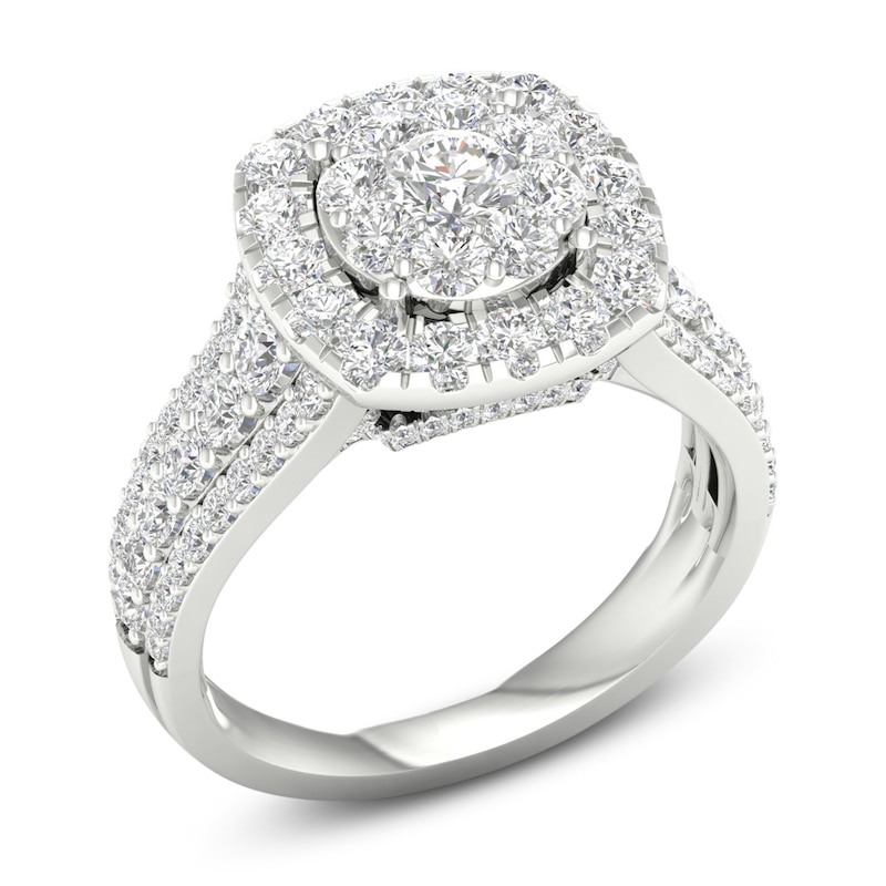 Main Image 2 of Previously Owned Multi-Diamond Engagement Ring 2 ct tw Round-cut 18K White Gold