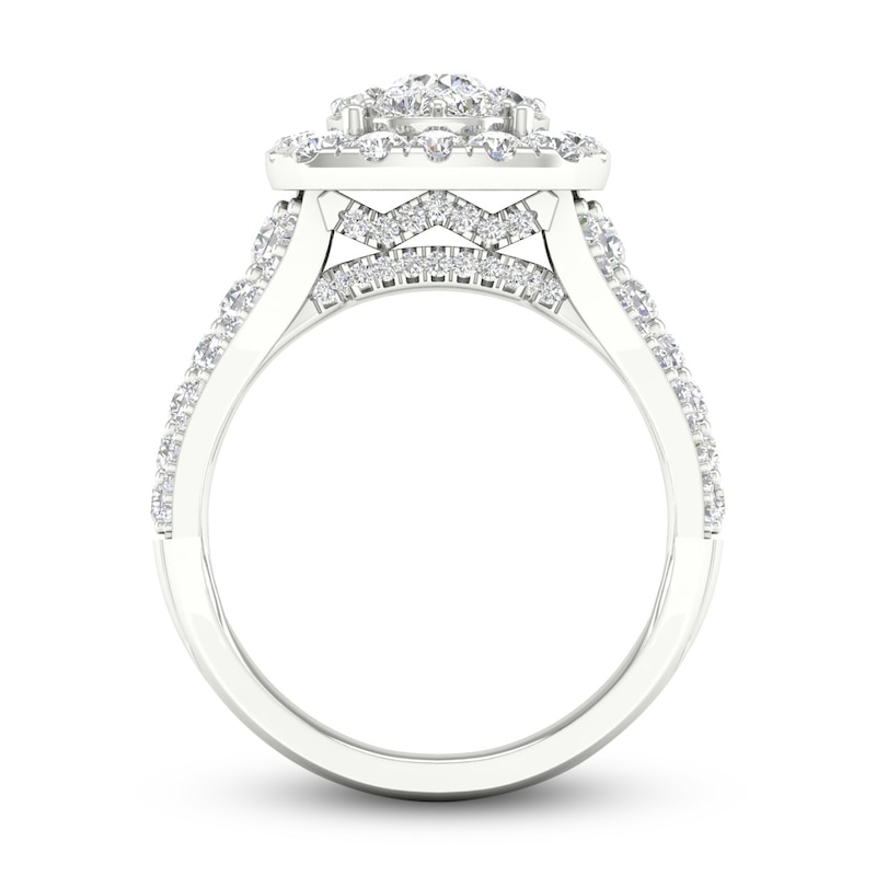 Main Image 4 of Previously Owned Multi-Diamond Engagement Ring 2 ct tw Round-cut 18K White Gold