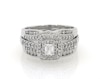 Thumbnail Image 1 of Previously Owned Emerald-Cut Diamond Halo Bridal Set 3/4 ct tw 14K White Gold Size 7.25