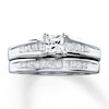 Thumbnail Image 0 of Previously Owned Diamond Bridal Set 1 ct tw Princess-cut 14K White Gold Size 7.25