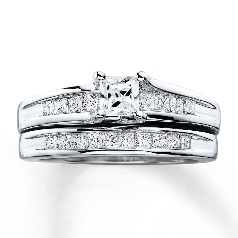 Previously Owned Diamond Bridal Set 1 ct tw Princess-cut 14K White Gold Size 7.25