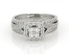 Thumbnail Image 1 of Previously Owned Princess-Cut Diamond Quad Halo Bridal Set 3/4 ct tw 14K White Gold Size 7.5