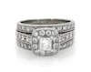 Thumbnail Image 1 of Previously Owned Princess-Cut Diamond Halo Bridal Set 1-1/2 ct tw 14K White Gold Size 7.5