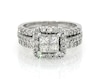 Thumbnail Image 1 of Previously Owned Princess-Cut Diamond Quad Cushion Halo Bridal Set 1-3/8 ct tw 14K White Gold Size 5.25