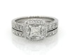 Thumbnail Image 0 of Previously Owned Princess-Cut Diamond Halo Bridal Set 1-1/5 ct tw 14K White Gold Size 6.5