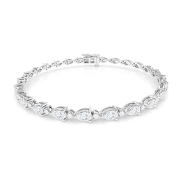 Previously Owned Diamond Bracelet 5-1/2 ct tw Pear & Round-cut 10K White Gold 7.5&quot;