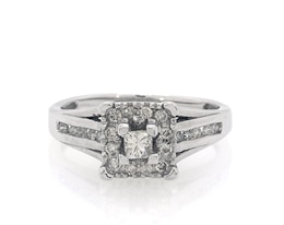 Previously Owned Diamond Engagement Ring 1/2 ct tw Princess & Round 10K White Gold