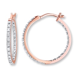 Previously Owned Hoop Earrings 1/4 ct tw Diamonds 10K Rose Gold