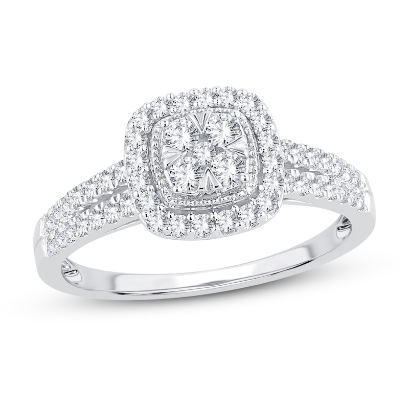 Previously Owned Multi-Diamond Engagement Ring 1/2 ct tw Round-cut 10K ...