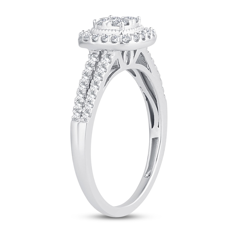 Main Image 2 of Previously Owned Multi-Diamond Engagement Ring 1/2 ct tw Round-cut 10K White Gold