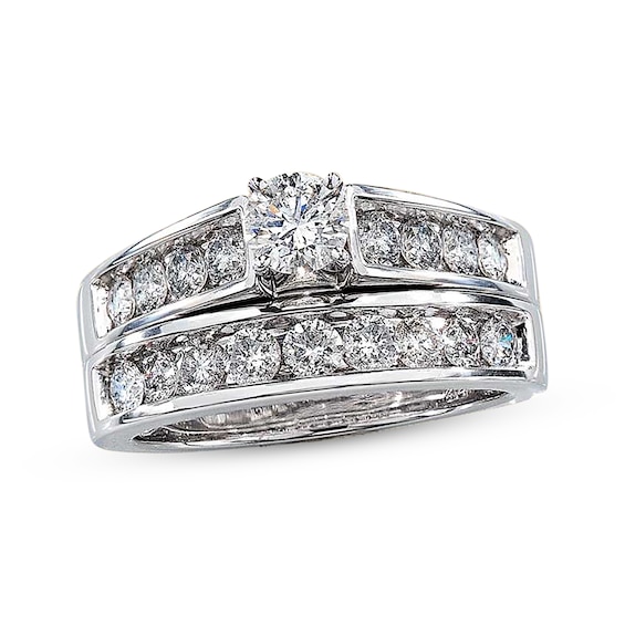 Previously Owned Round-Cut Diamond Bridal Set 1-1/2 ct tw 14K White Gold Size 5