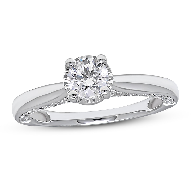 Main Image 1 of Previously Owned Diamond Solitaire Engagement Ring 1 ct tw Round-cut 10K White Gold (J/I3)