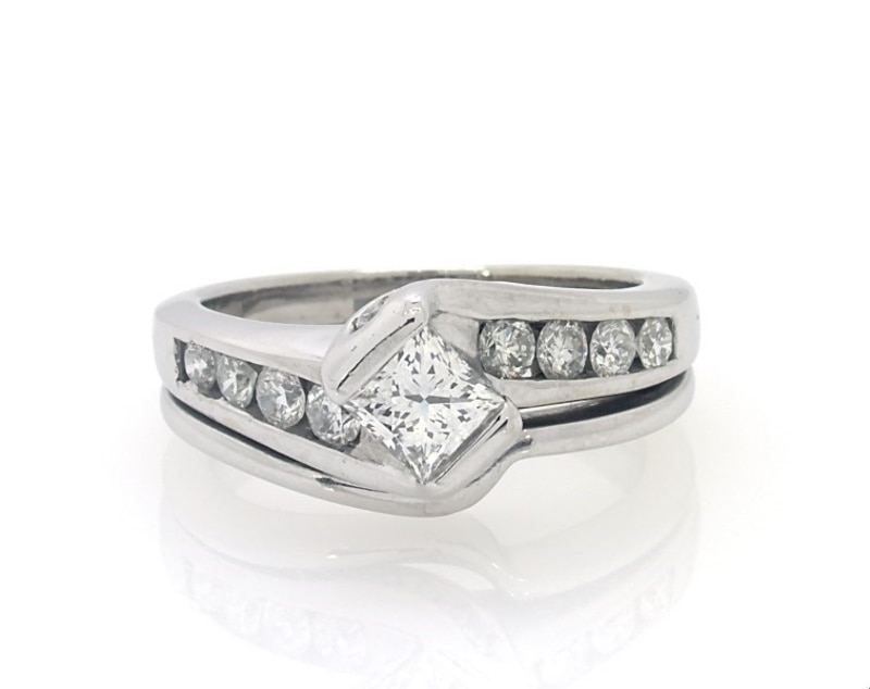 Previously Owned Princess-Cut Diamond Bridal Set 1 ct tw 14K White Gold Size 5