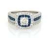 Thumbnail Image 0 of Previously Owned Round-Cut Diamond & Blue Sapphire Halo Bridal Set 1 ct tw 14K White Gold Size 6