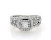 Thumbnail Image 1 of Previously Owned Princess-Cut Diamond Double Halo Bridal Set 1-3/8 ct tw 14K White Gold Size 6