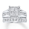 Thumbnail Image 0 of Previously Owned Diamond Bridal Set 2 ct tw Princess/Round-cut 14K White Gold Size 4.5