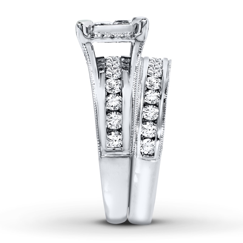 Previously Owned Diamond Bridal Set 2 ct tw Princess/Round-cut 14K White Gold Size 4.5