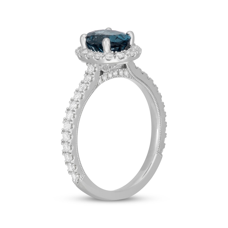 Main Image 2 of Previously Owned Neil Lane Oval-Cut London Blue Topaz & Diamond Engagement Ring 5/8 ct tw 14K White Gold