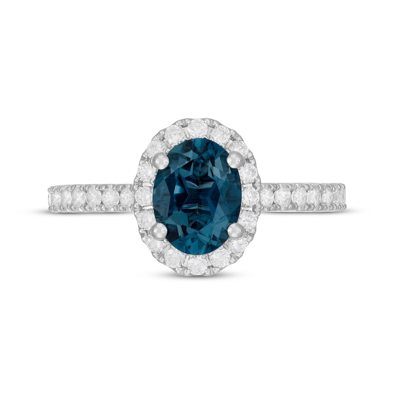 Main Image 3 of Previously Owned Neil Lane Oval-Cut London Blue Topaz & Diamond Engagement Ring 5/8 ct tw 14K White Gold