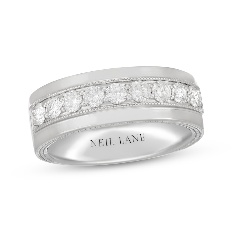 Main Image 1 of Previously Owned Neil Lane Men's Diamond Wedding Band 1 ct tw Round-cut 14K White Gold