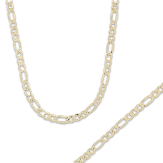 Previously Owned Semi-Solid Figaro Chain Necklace 22" & Bracelet 8.5" Boxed Set 10K Yellow Gold