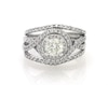 Thumbnail Image 1 of Previously Owned Round-Cut Diamond Halo Bridal Set 1-3/8 ct tw 14K White Gold Size 6.75