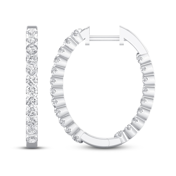 Previously Owned Lab-Created Diamonds by KAY Hoop Earrings 1-1/2 ct tw 14K White Gold