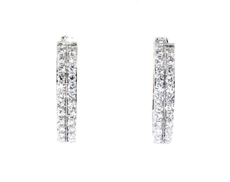 Previously Owned Lab-Created Diamonds by KAY Hoop Earrings 1 ct tw 14K ...