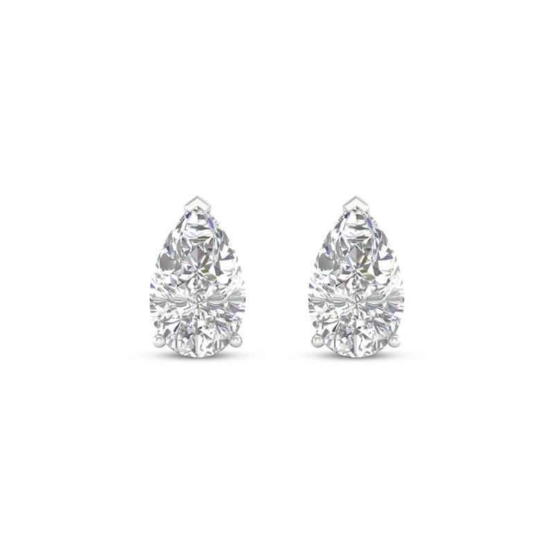 Main Image 2 of Previously Owned KAY Lab-Grown Diamonds Pear-Shaped Solitaire Stud Earrings 1 ct tw 14K White Gold (F/SI2)