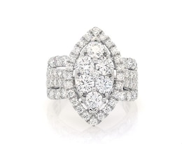 Previously Owned Lab-Grown Diamonds by KAY Multi-Diamond Center Marquise Engagement Ring 4 ct tw Round-cut 14K White Gold