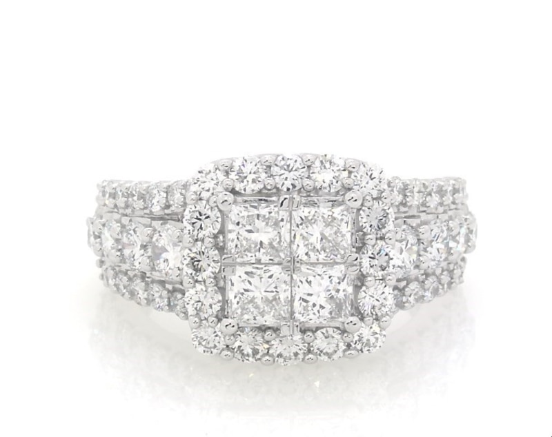 Previously Owned Lab-Created Diamonds by KAY Princess-Cut Quad Engagement Ring 3 ct tw 14K White Gold