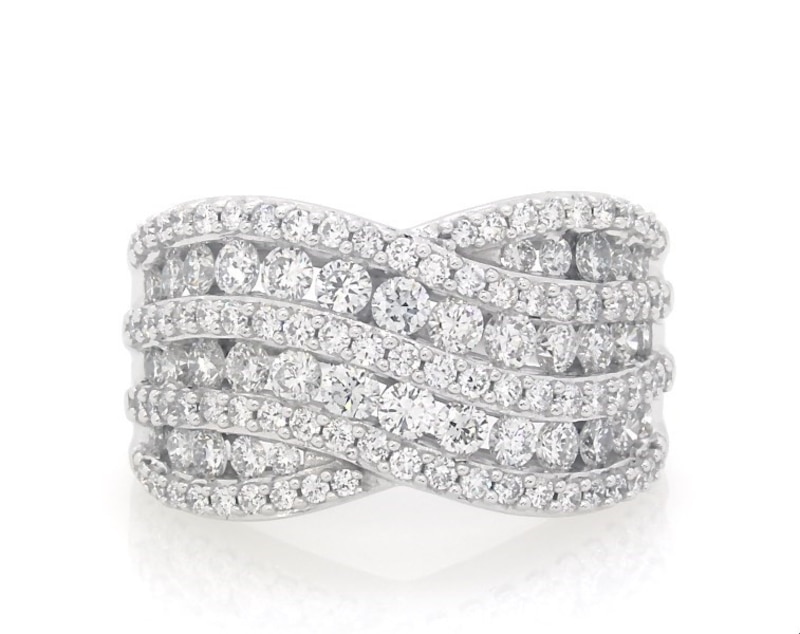 Main Image 1 of Previously Owned Lab-Grown Diamonds by KAY Multi-Row Diamond Ring 2 ct tw 14K White Gold Size 7