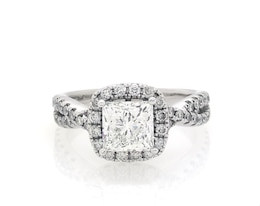 Previously Owned THE LEO Legacy Lab-Grown Diamond Princess-Cut Halo Engagement Ring 2 ct tw 14K White Gold