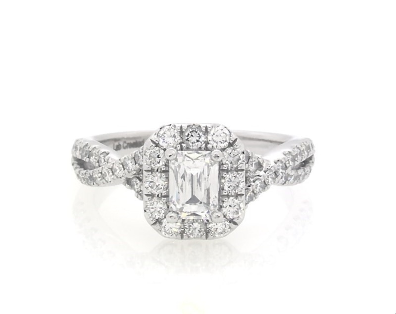Previously Owned THE LEO Legacy Lab-Created Diamond Emerald-Cut Engagement Ring 7/8 ct tw 14K White Gold