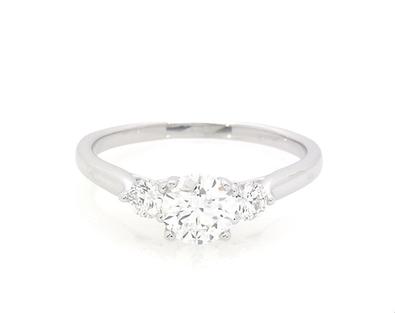 Previously Owned Lab-Created Diamonds by KAY Three-Stone Engagement Ring 1 ct tw 14K White Gold