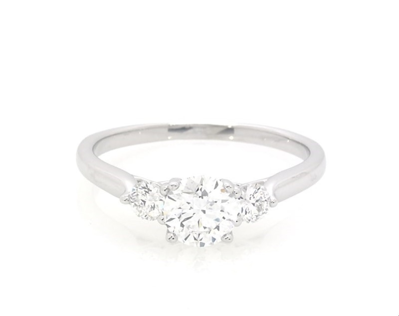 Main Image 1 of Previously Owned Lab-Grown Diamonds by KAY Three-Stone Engagement Ring 1 ct tw 14K White Gold